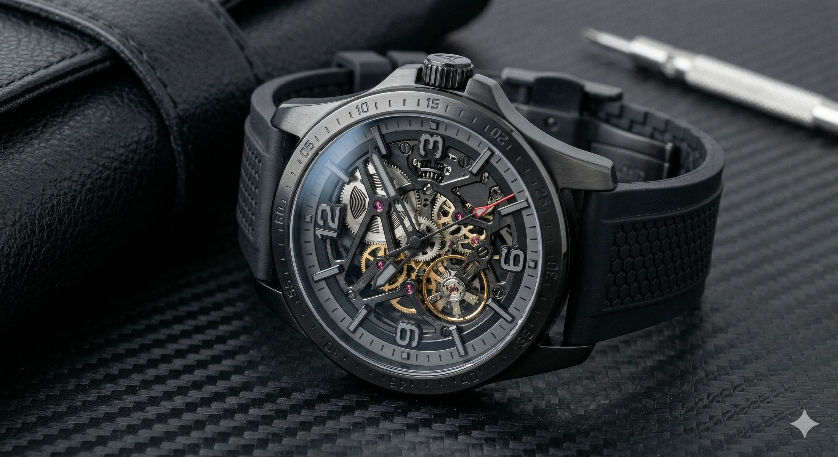 Reloj cronógrafo titanio esfera negra