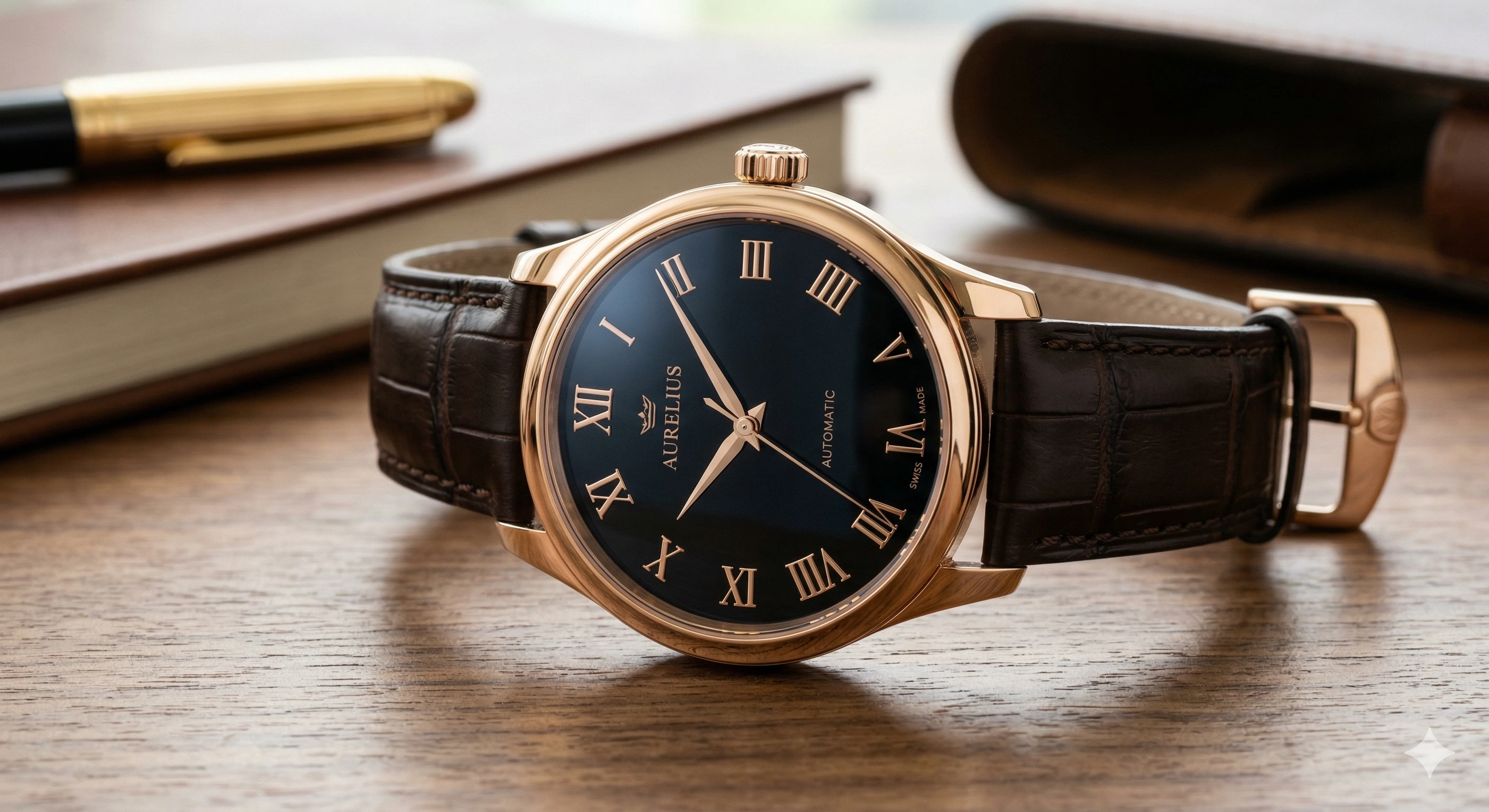 Reloj fases lunares oro blanco azul medianoche